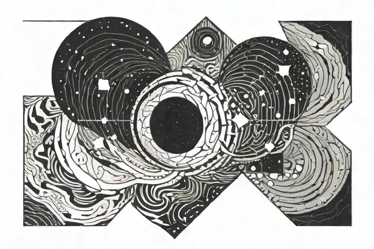 Sand And Ocean In Space With Black Hole