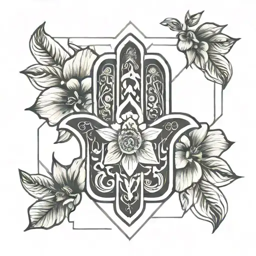 Hamsa Symbol With Hibiscus Flower