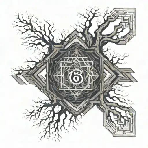 Fractal Tree Growing Out Of Ruins With The Number 6 Incorporated Within The Tree