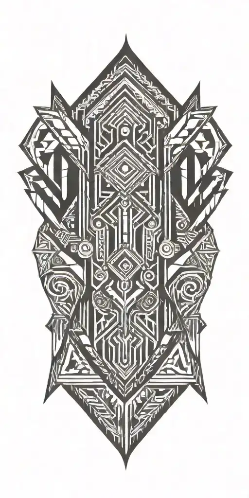 Unique Kenyan Tribal Tattoo Design Combining Elements Of Kikuyu Tribe