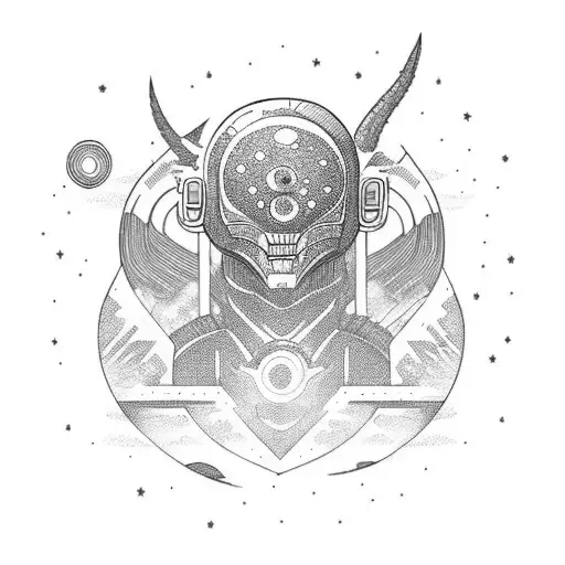 Alien Samurai In The Mountains With Fire