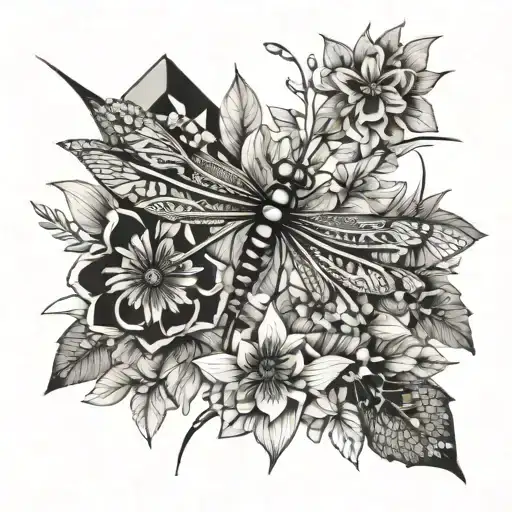 Dragonfly Flowers Wrapped