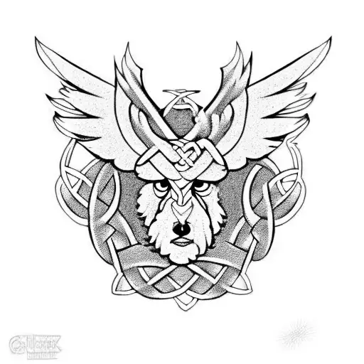 Griffin In Celtic Knots Heraldic Style