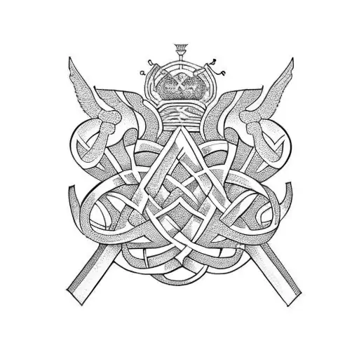 Leg Sleeve Griffin In Celtic Knots Heraldic Style