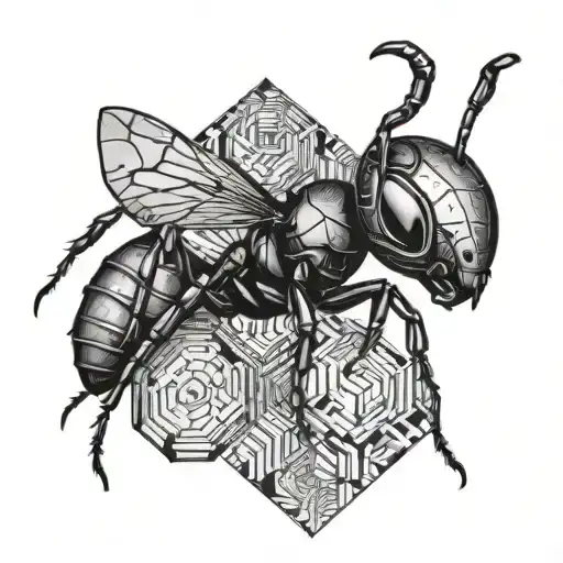 Black Ant With Ball Point Pen