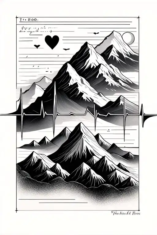 Biblical Scripture With Heartbeat Line And Mountains