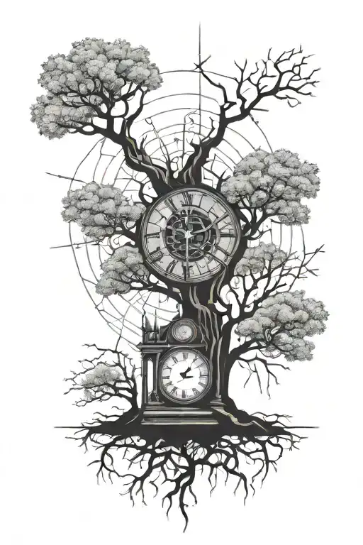 Tree And Clock Face