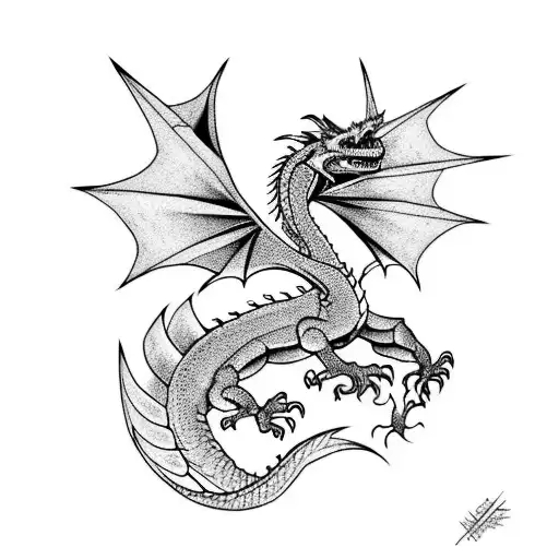 Dragon Flying Through A Darkroom