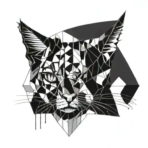 Cat Head With Chessboard On Head Frontal Black