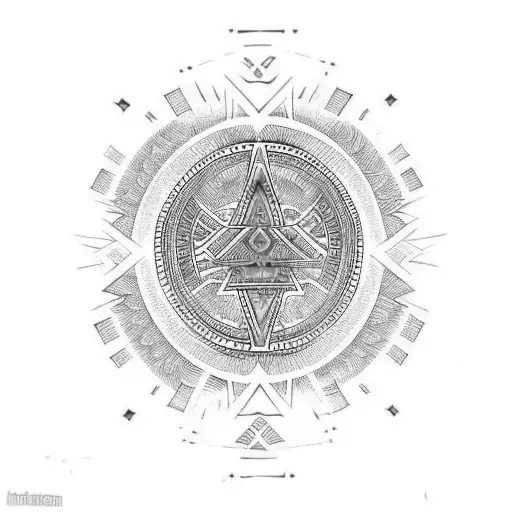 Ankh Symbol With Aztec Tones Around Arm