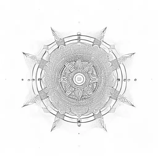 Intricate Geometric Pattern Incorporating A Vigvisir Symbol