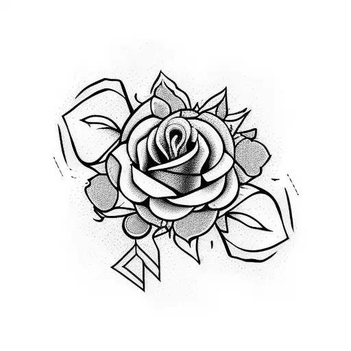 A Fine Line Wolf And Roses Design