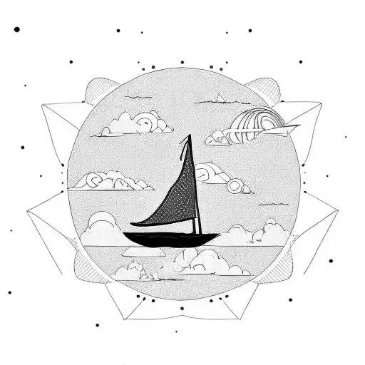 Sailboat In The Sky With An Astronaut