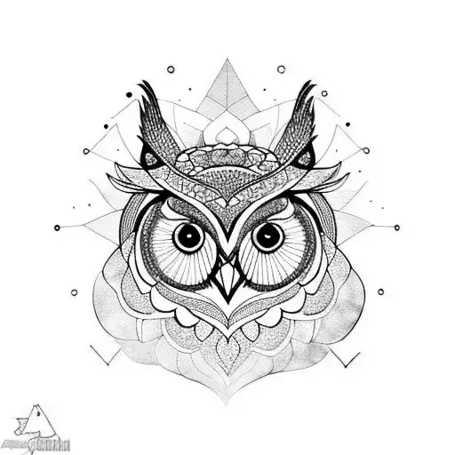 An Owl Face With Mandala Design