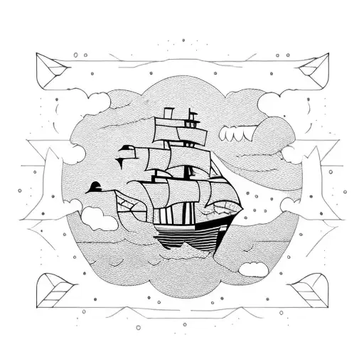 Pirate Ship In The Ocean In Storm Weather