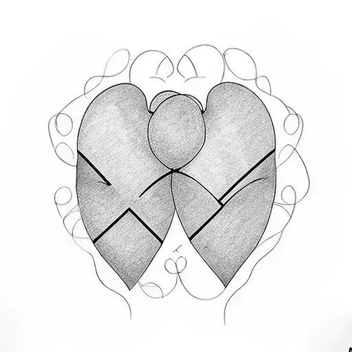 Two Line Hearts Inside One Bigger Heart