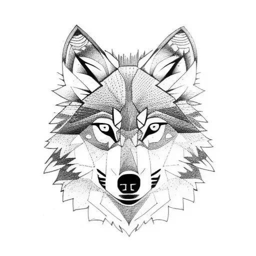 Wolf In Front Of A Pine Tree