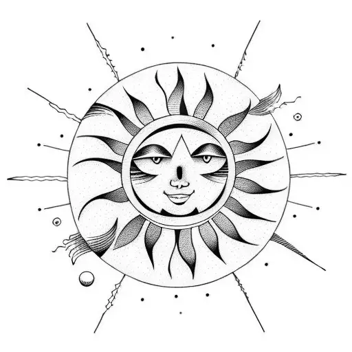 Simple Moon And Sun Without Face