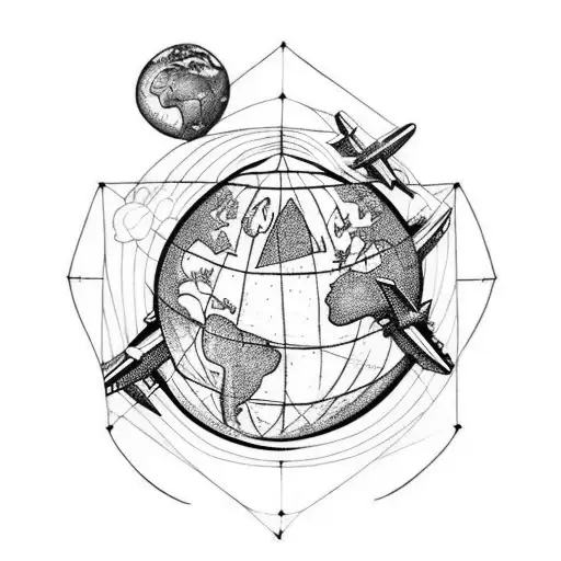 Atlas Holding Up Earth With Planes Flying Around Earth