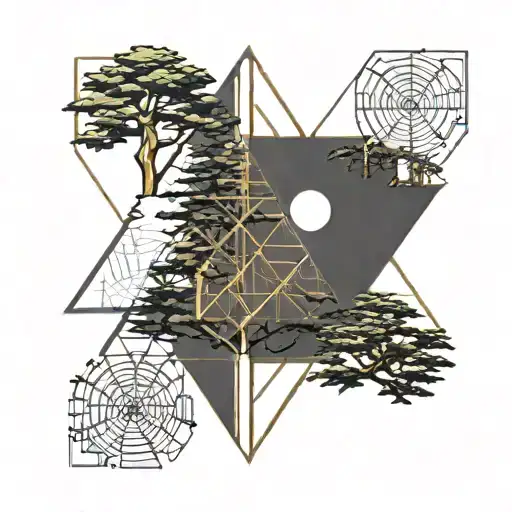 Golden Ratio And Cedar Tree Lebanon Flag