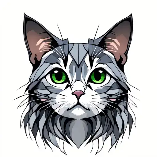 Gray Cat Long Hair Green Eyes Cute