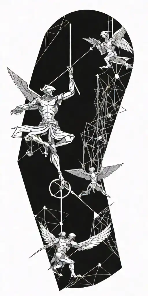 Archangel Fighting Demons Reaching