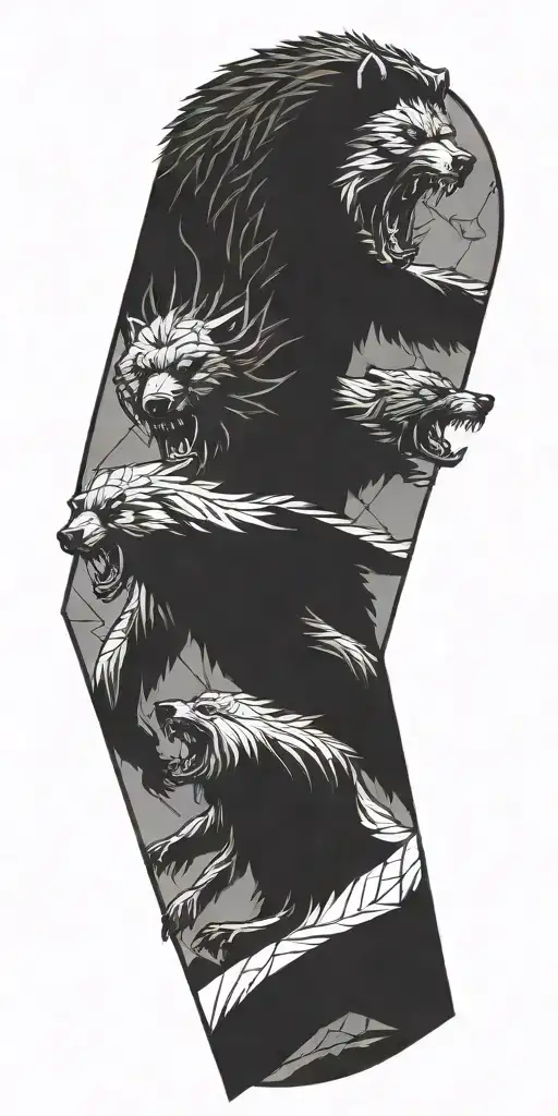 Bears Fighting Wolves