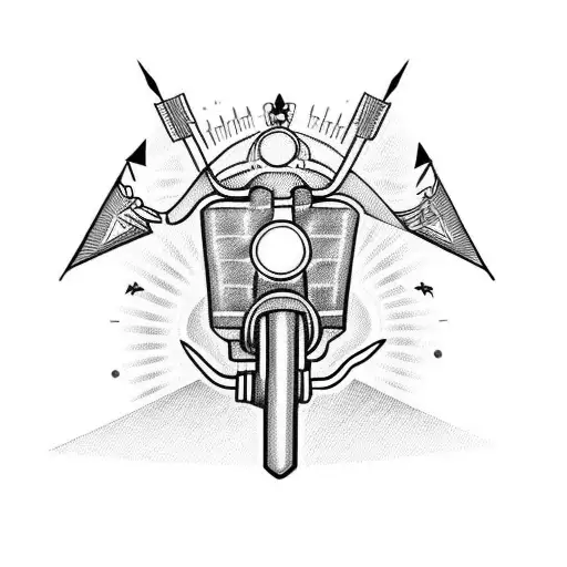 Arrow Through A Motorcycle With A Clock In The Background