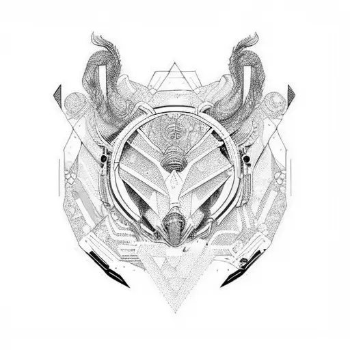 A Futuristic Streetwear-inspired Design Featuring A Fierce Animal In Dotwork Style
