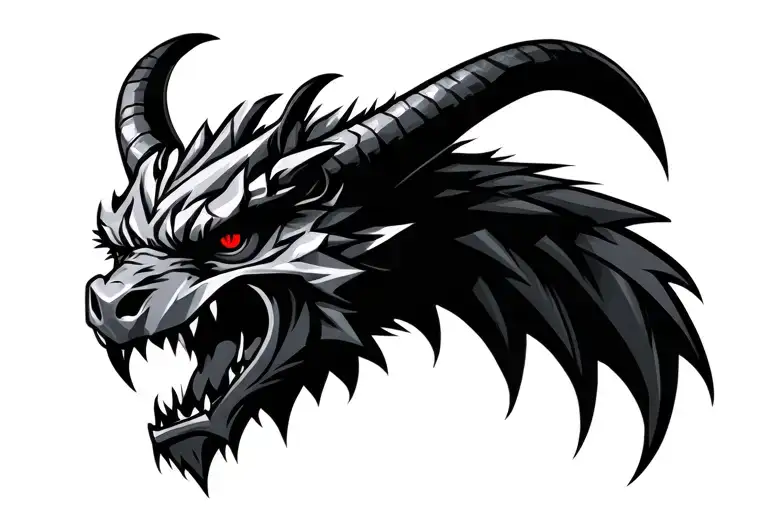 Black Gargoyle Head With Red Eyes And Big Horns Similar To The Stone Brewery Logo