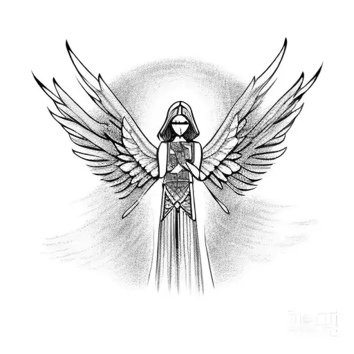 An Angel Rising With A Papyrus