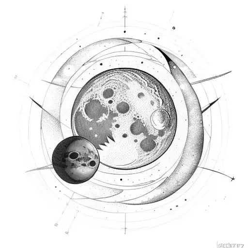 Moon And Saturn And Galaxy