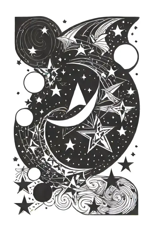 Moon Surrounded By Stars