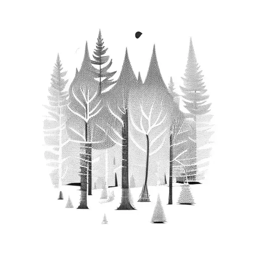 A Forest Landscape With A Hidden Coffee Bean Pattern