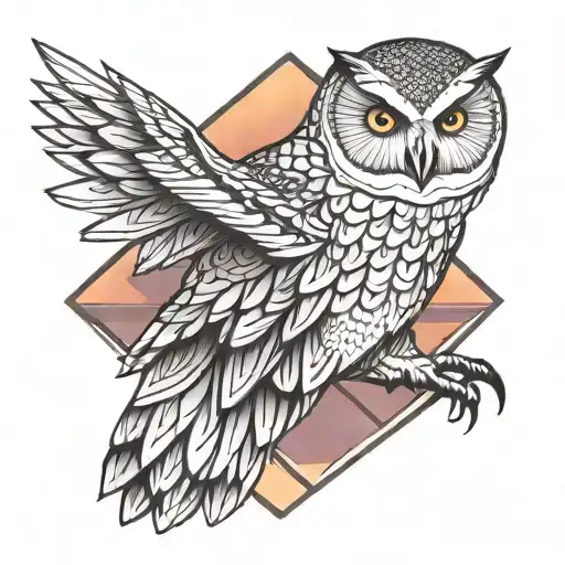 Snowy Owl With Sunset Sky