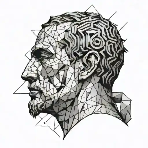 Roman Greek Face With Cracked On Left Side