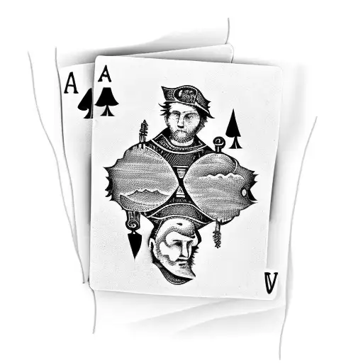 Michelangelo Hands Touching With An Ace Playing Card And An Arrow