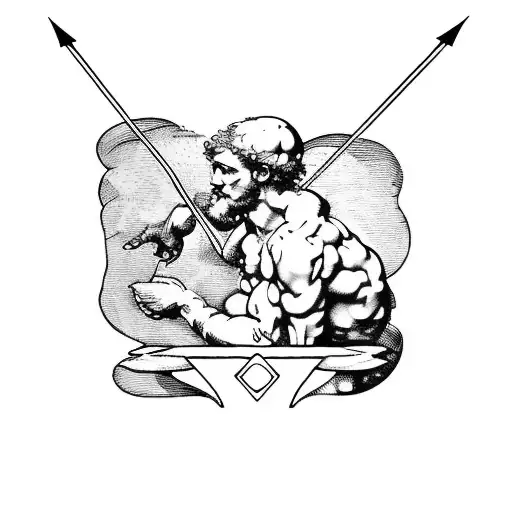 Michelangelo's The Creation Of Adam With An Ace Playing Card And An Arrow