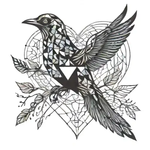 Heart And Bird Flying In The Sky