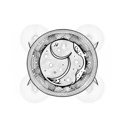 Crescent Moon With Dot In The Center