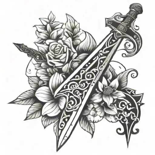 Anduril Sword Surrounded By Flowers