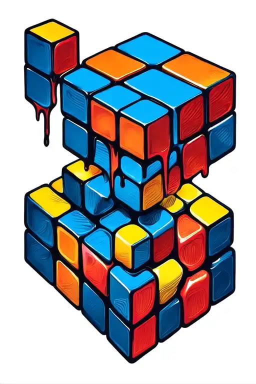 Melting Rubiks Cube Chess Board Design