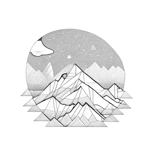 A Silhouette Of A Mountain Range With A Climber Scaling Its Highest Peak