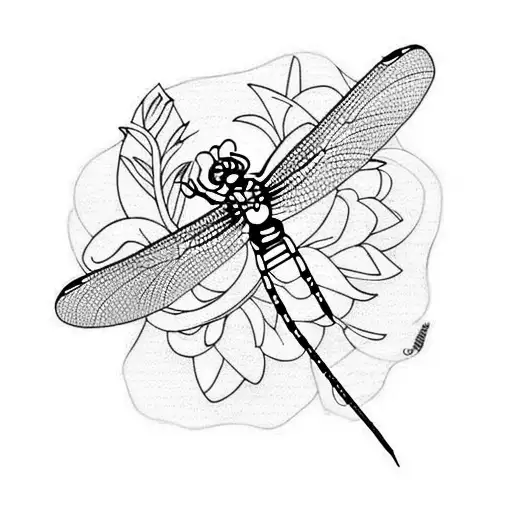 Dragonfly And Flowers Around Deer