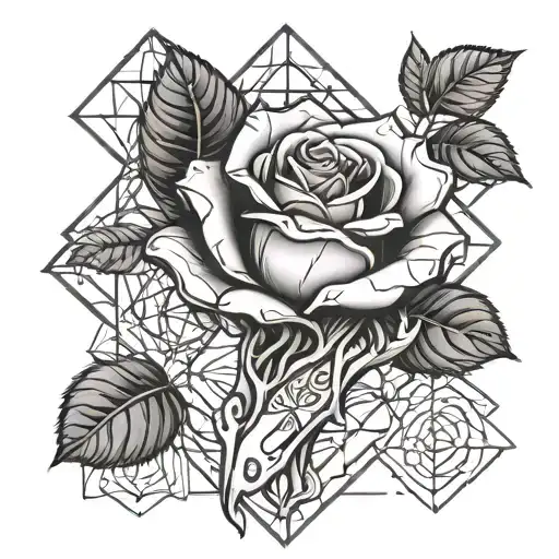 Bone Hand Holding A Rose