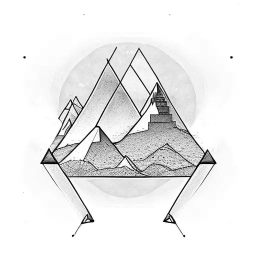 Triangle Arrow Mountain Minimal Long Man Arm Pyramid Lines