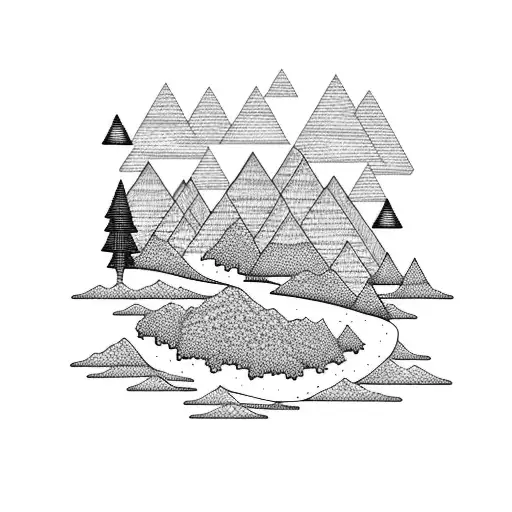 Forest With A River And Some Mountains In The Background