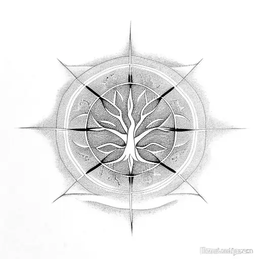 Dead Tree With Seed Of Life In Branches