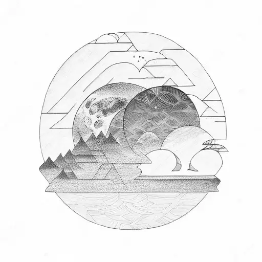 Moonrise Over Water With Trees