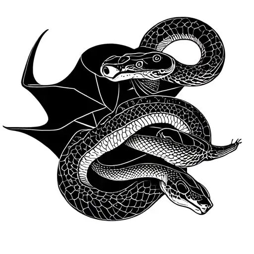 Manta Ray And A Snake